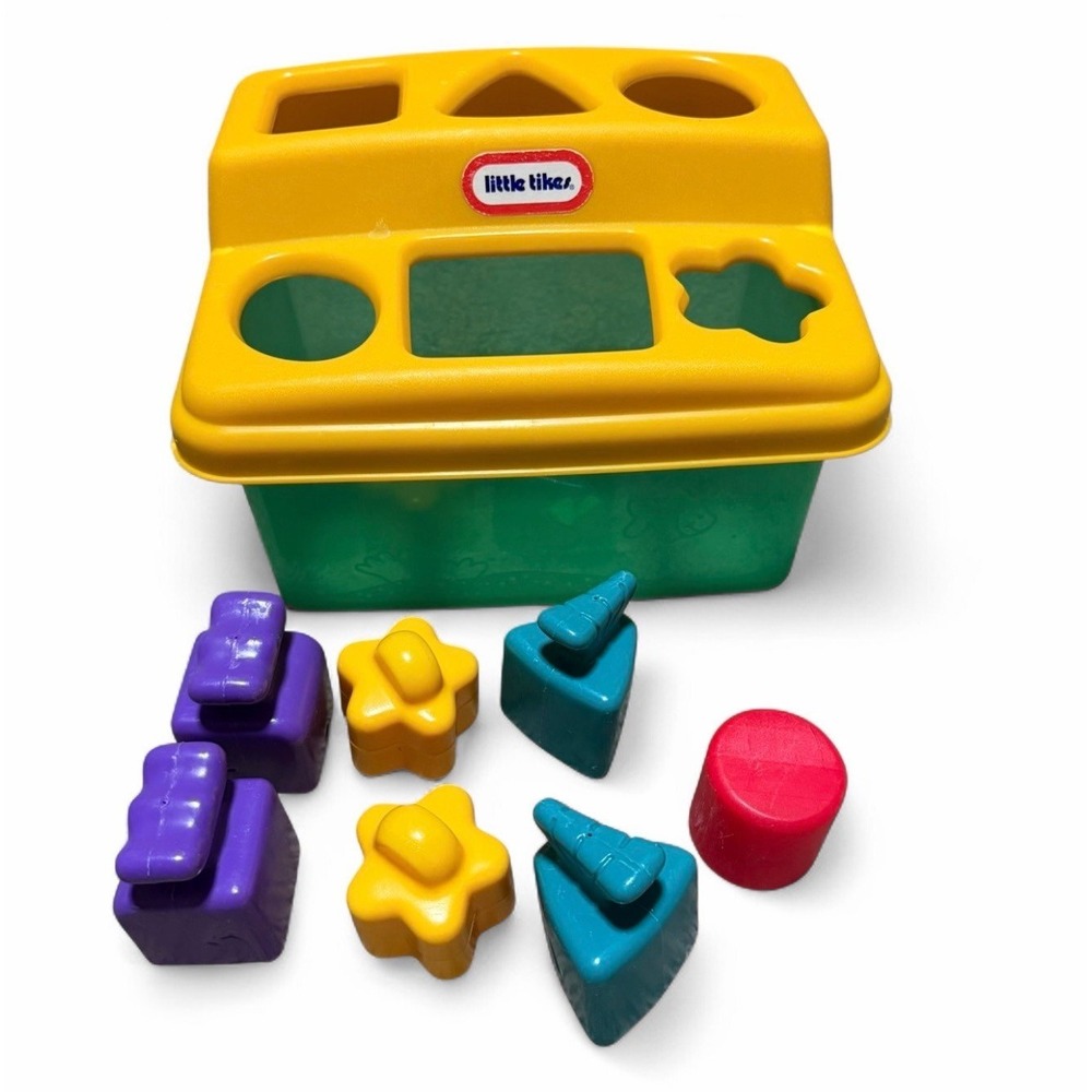 Vintage Little Tikes Shape Sorter Toy Box‎ 7 Piece Shapes Preschool Learning